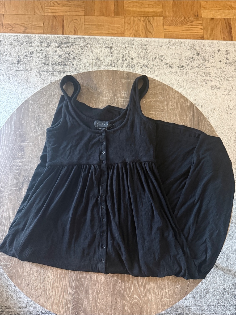 Hatch Black Sleeveless Button-Front Dress